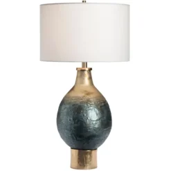 Table Lamps-Kirkland's Home Gold And Navy Ombre Glass Orb Table Lamp White