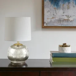 Table Lamps-Kirkland's Home Gold And Silver Mercury Glass Table Lamp White