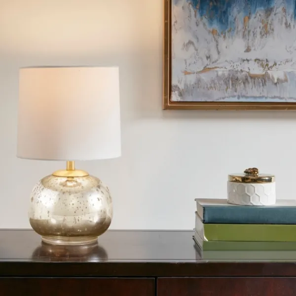 Table Lamps-Kirkland's Home Gold And Silver Mercury Glass Table Lamp White
