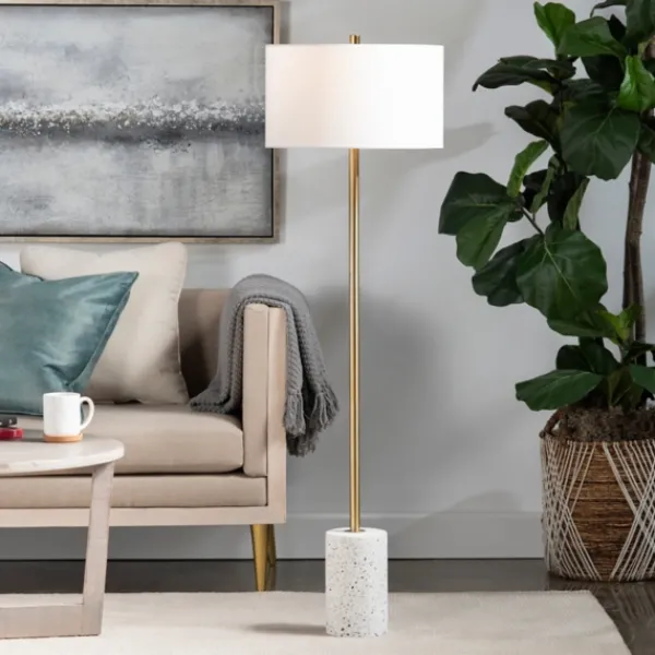 Floor Lamps-Kirkland's Home Gold And Terrazzo Floor Lamp White