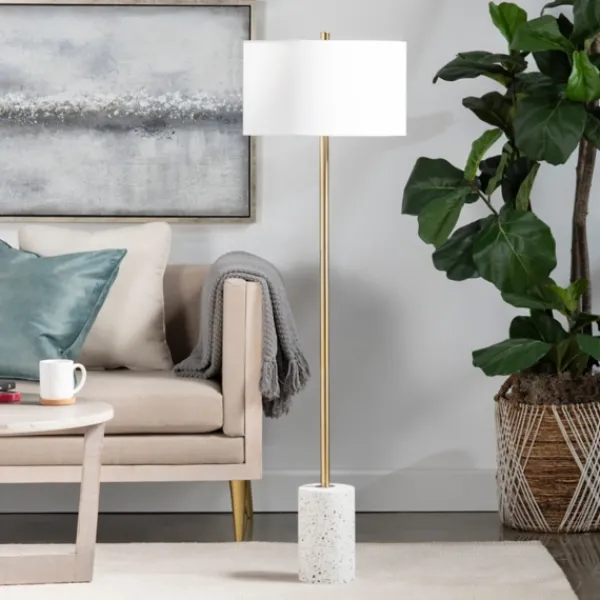 Floor Lamps-Kirkland's Home Gold And Terrazzo Floor Lamp White