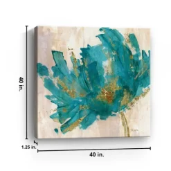 Canvas Art-Kirkland's Home Gold And Turquoise Flower Giclee Canvas Art Print Blue/Green/Gold