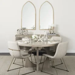Dining Chairs-Kirkland's Home Gold And Upholstered Dining Chair Ivory
