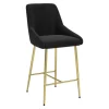 Bar Stools & Counter Height Stools-Kirkland's Home Gold And Velvet Counter Stool Black