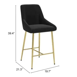 Bar Stools & Counter Height Stools-Kirkland's Home Gold And Velvet Counter Stool Black