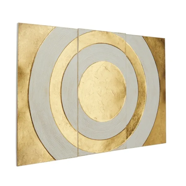 Wall Plaques-Kirkland's Home Gold And White Abstract Ripple Wall Plaque White/Gold