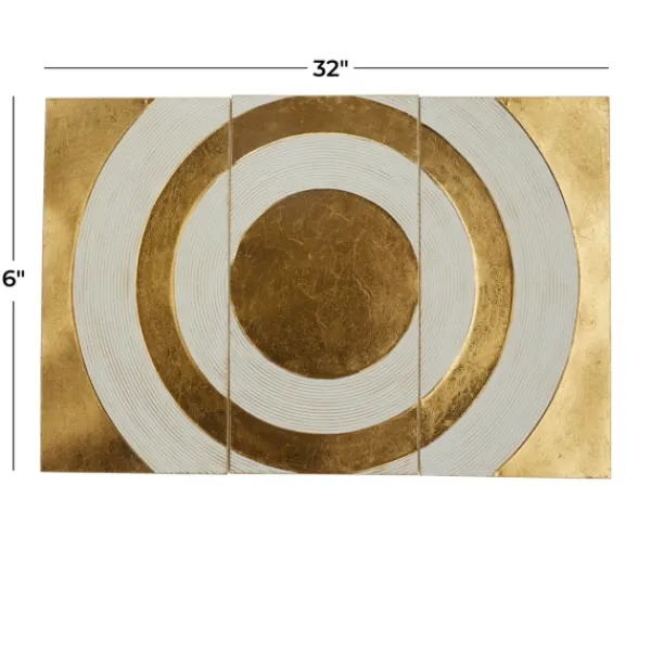 Wall Plaques-Kirkland's Home Gold And White Abstract Ripple Wall Plaque White/Gold
