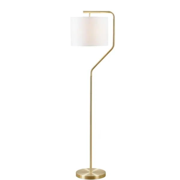 Floor Lamps-Kirkland's Home Gold Angular Modern Floor Lamp Ivory