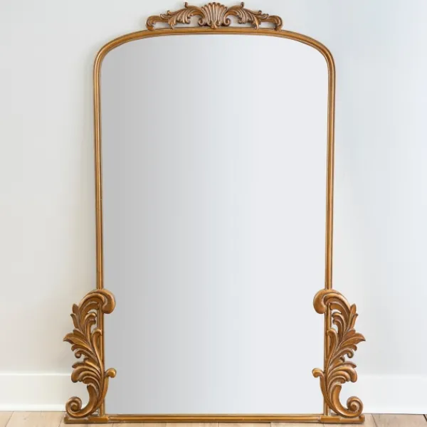 Full Length & Floor Mirrors-Kirkland's Home Gold Bordeaux Ornate Leaner Mirror, 46X63 In.