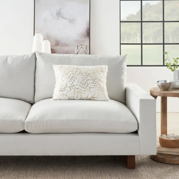 Pillows-Kirkland's Home Gold Branches Faux Fur Lumbar Pillow White/Gold