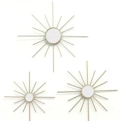 Decorative Mirrors-Kirkland's Home Gold Burst Decorative Wall Mirrors, Set Of 3