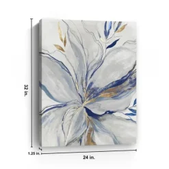 Canvas Art-Kirkland's Home Gold Charcoal Bloom Canvas Art Print, 24X32 In. White/Blue/Gold