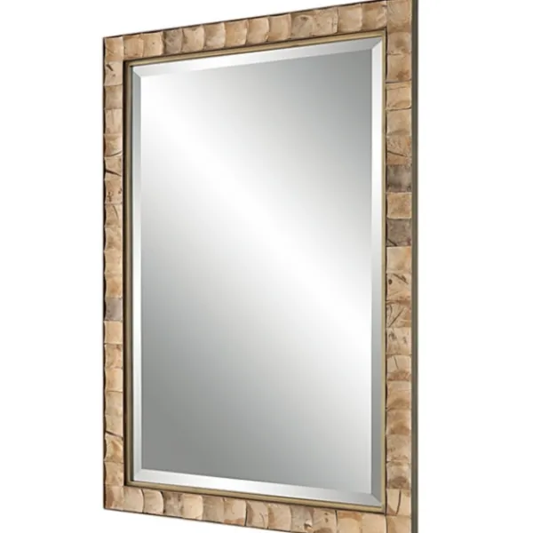 Decorative Mirrors-Kirkland's Home Gold Coconut Shell Inlay Framed Mirror