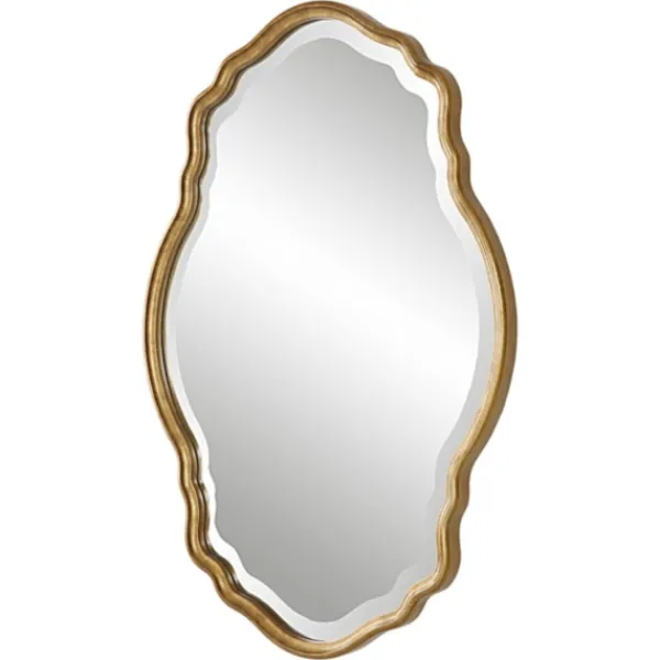 Decorative Mirrors-Kirkland's Home Gold Curved Beveled Frame Mirror