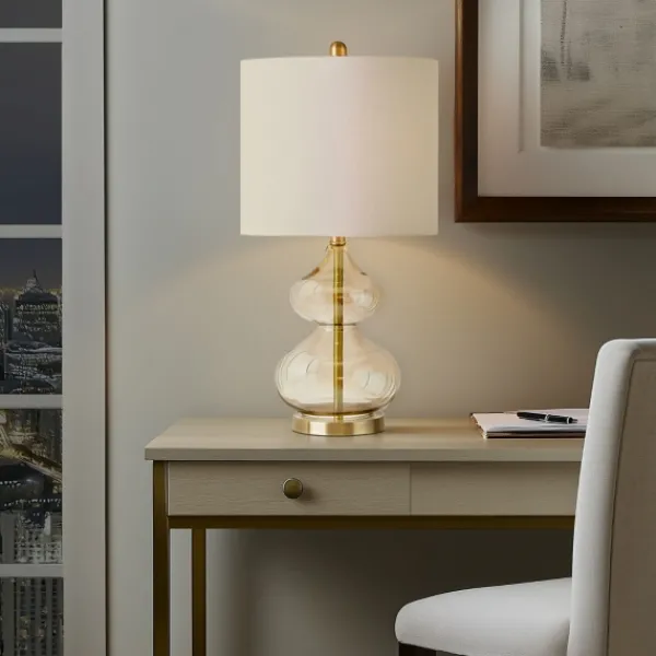 Table Lamps-Kirkland's Home Gold Curved Glass Table Lamps, Set Of 2 White