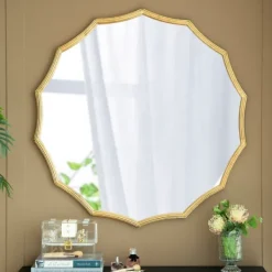 Decorative Mirrors-Kirkland's Home Gold Curved Sunburst Wall Mirror
