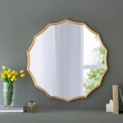 Decorative Mirrors-Kirkland's Home Gold Curved Sunburst Wall Mirror