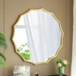 Decorative Mirrors-Kirkland's Home Gold Curved Sunburst Wall Mirror