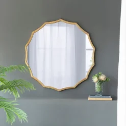 Decorative Mirrors-Kirkland's Home Gold Curved Sunburst Wall Mirror