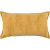 Pillows-Kirkland's Home Gold Embroidered Botanical Pillow Yellow