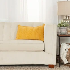 Pillows-Kirkland's Home Gold Embroidered Botanical Pillow Yellow