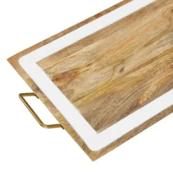 Decorative Trays-Kirkland's Home Gold Flat Enamel Trim 2-Pc. Decorative Tray Set Gold/White/Brown