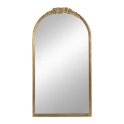 Decorative Mirrors-Kirkland's Home Gold Floral Top Arch Frame Floor Mirror, 27X52 In.