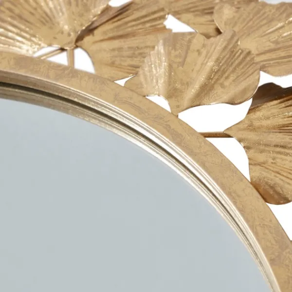 Decorative Mirrors-Kirkland's Home Gold Foil Leaf Framed Round Wall Mirror