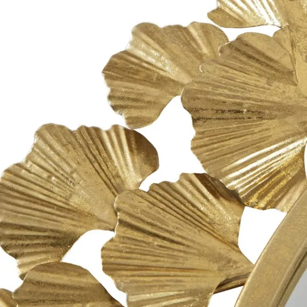 Decorative Mirrors-Kirkland's Home Gold Foil Leaf Framed Round Wall Mirror