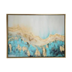 Framed Art-Kirkland's Home Gold Geode Slice Framed Canvas Art Print Blue/White/Gold