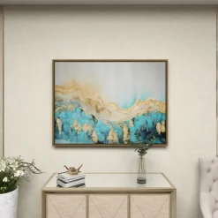 Framed Art-Kirkland's Home Gold Geode Slice Framed Canvas Art Print Blue/White/Gold