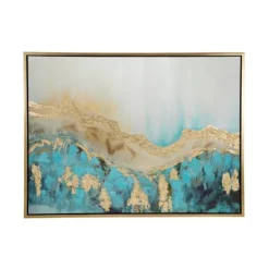 Framed Art-Kirkland's Home Gold Geode Slice Framed Canvas Art Print Blue/White/Gold