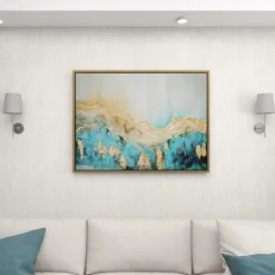Framed Art-Kirkland's Home Gold Geode Slice Framed Canvas Art Print Blue/White/Gold