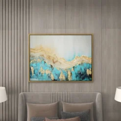 Framed Art-Kirkland's Home Gold Geode Slice Framed Canvas Art Print Blue/White/Gold