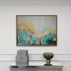 Framed Art-Kirkland's Home Gold Geode Slice Framed Canvas Art Print Blue/White/Gold