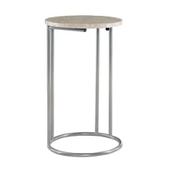 Accent & End Tables-Kirkland's Home Gold Geometric Mosaic Capiz And Metal C-Table