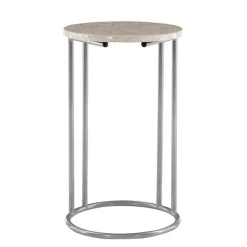 Accent & End Tables-Kirkland's Home Gold Geometric Mosaic Capiz And Metal C-Table