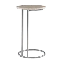 Accent & End Tables-Kirkland's Home Gold Geometric Mosaic Capiz And Metal C-Table