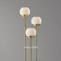 Floor Lamps-Kirkland's Home Gold Globe 3-Light Shelf Floor Lamp Gold/White