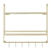 Wall Storage-Kirkland's Home Gold Iron Frame Wall Shelf With Hooks