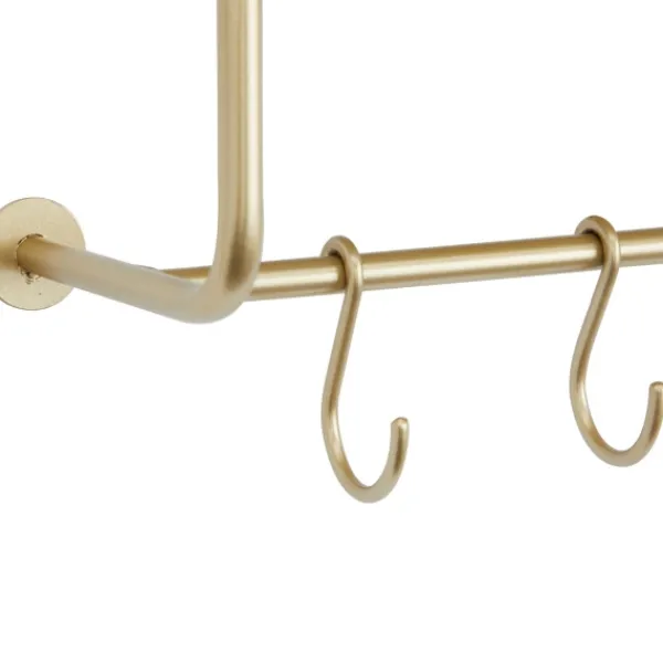 Wall Storage-Kirkland's Home Gold Iron Frame Wall Shelf With Hooks
