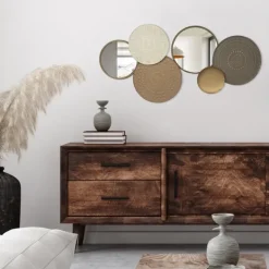 Wall Plaques-Kirkland's Home Gold Layered Plates With Mirrors Wall Plaque Gold/Gray