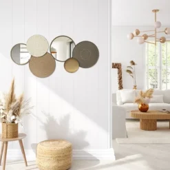 Wall Plaques-Kirkland's Home Gold Layered Plates With Mirrors Wall Plaque Gold/Gray