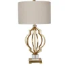 Table Lamps-Kirkland's Home Gold Leaf Caged Table Lamp Tan