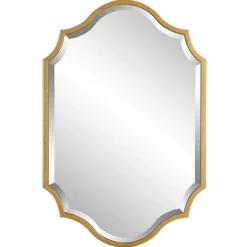 Decorative Mirrors-Kirkland's Home Gold Leaf Curved Metal Wall Mirror