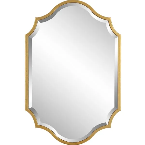Decorative Mirrors-Kirkland's Home Gold Leaf Curved Metal Wall Mirror