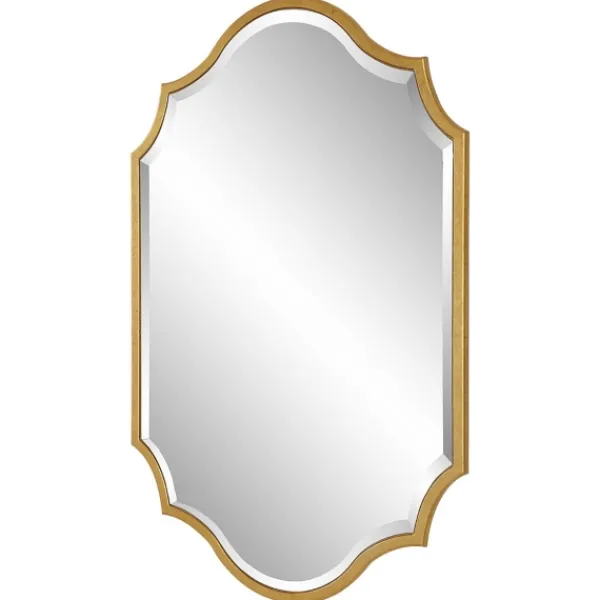 Decorative Mirrors-Kirkland's Home Gold Leaf Curved Metal Wall Mirror