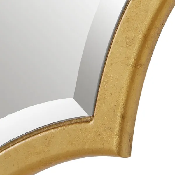 Decorative Mirrors-Kirkland's Home Gold Leaf Curved Metal Wall Mirror