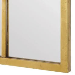 Decorative Mirrors-Kirkland's Home Gold Leaf Metal Windowpane Arch Frame Mirror
