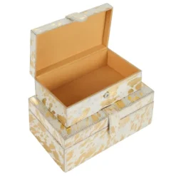 Baskets & Boxes-Kirkland's Home Gold Leather Hide Rustic 2-Pc. Box Set Gold/White